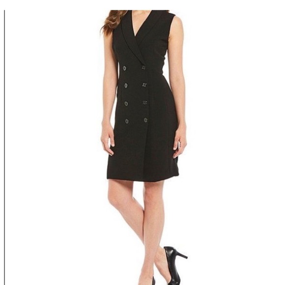Alex Marie Black Sleeveless Double Breasted Dress Collared Career Party - Picture 1 of 7